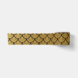 Art Deco Meerjungfrau Schuppen - Schwarz & Gold Satinband