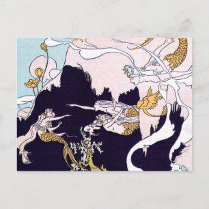 Art Deco Meerjungfrauen Postkarte