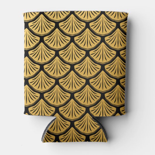 Art Déco Meerjungfrauenskala - Schwarz & Gold Dosenkühler (Vorderseite)