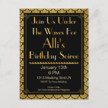 Art Déco Meerjungfrauenskala - Schwarz & Gold