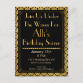 Art Déco Meerjungfrauenskala - Schwarz & Gold Einladungspostkarte (Vorderseite)