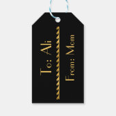 Art Déco Meerjungfrauenskala - Schwarz & Gold Geschenkanhänger (Rückseite)