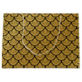 Art Déco Meerjungfrauenskala - Schwarz & Gold Große Geschenktüte (Vorderseite)