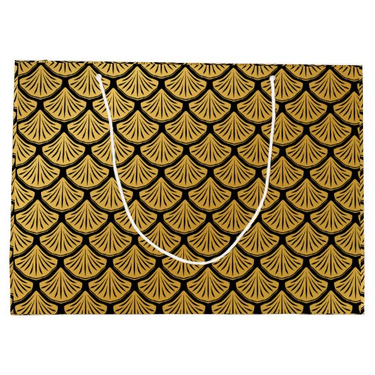 Art Déco Meerjungfrauenskala - Schwarz & Gold Große Geschenktüte (Rückseite)