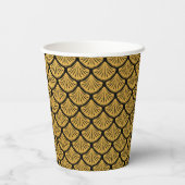 Art Déco Meerjungfrauenskala - Schwarz & Gold Pappbecher (Rückseite)