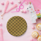 Art Déco Meerjungfrauenskala - Schwarz & Gold Pappteller (Party)