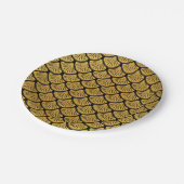 Art Déco Meerjungfrauenskala - Schwarz & Gold Pappteller (Schrägansicht)