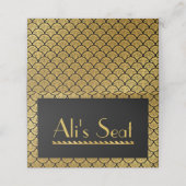 Art Déco Meerjungfrauenskala - Schwarz & Gold Platzkarte (Außenseite Aufgefaltet)