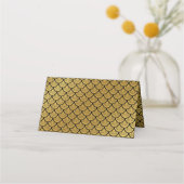 Art Déco Meerjungfrauenskala - Schwarz & Gold Platzkarte (Rückseite)