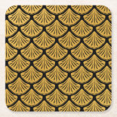 Art Déco Meerjungfrauenskala - Schwarz & Gold Rechteckiger Pappuntersetzer (Vorderseite)