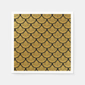 Art Déco Meerjungfrauenskala - Schwarz & Gold Serviette (Vorderseite)