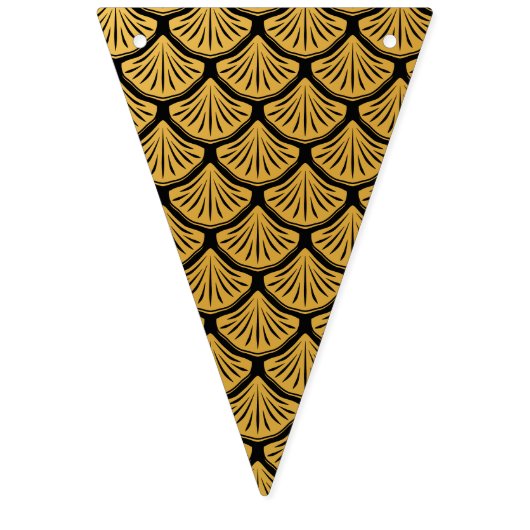 Art Déco Meerjungfrauenskala - Schwarz & Gold Wimpelkette (Dritte Fahne)