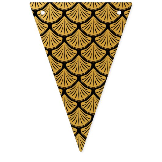 Art Déco Meerjungfrauenskala - Schwarz & Gold Wimpelkette (Zweite Fahne)