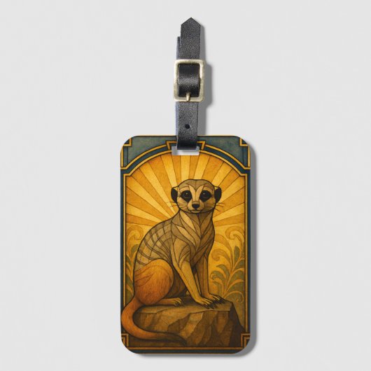 Art Deco Meerkat Illustration Gepäckanhänger (Vorderseite Vertikal)