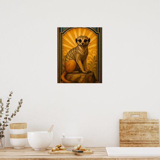 Art Deco Meerkat Illustration Poster (Küche)