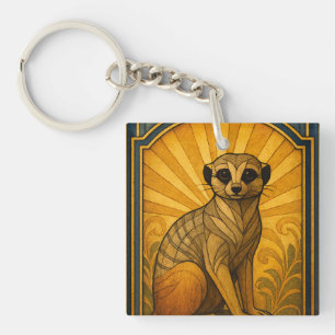 Art Deco Meerkat Illustration Schlüsselanhänger