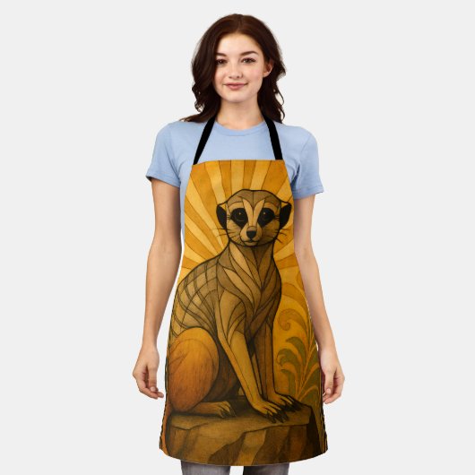 Art Deco Meerkat Illustration Schürze (Getragen)
