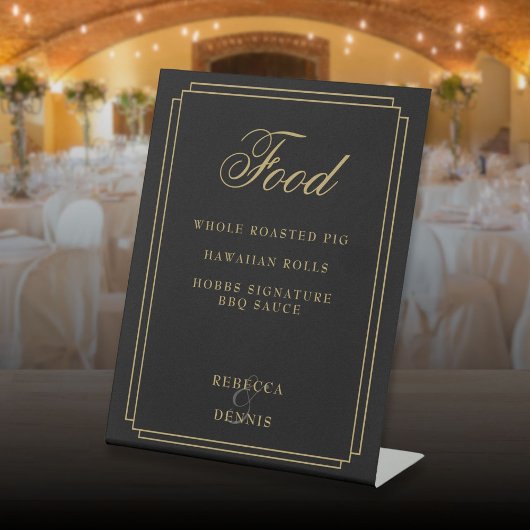 Art Deco Menü für Schwarz und Gold Sockelschild