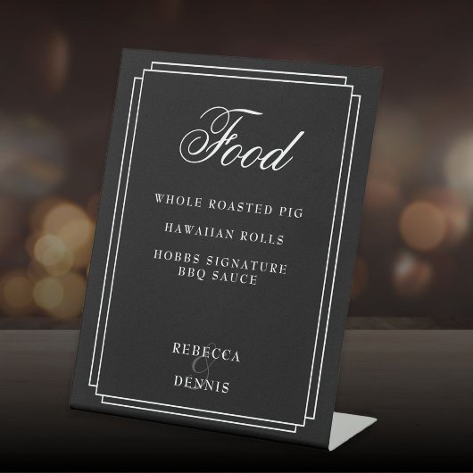 Art Déco Menü in Schwarz und Weiß Sockelschild