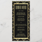 Art Déco Menü zum Abendessen in Schwarz und Gold Menükarte (Vorderseite)