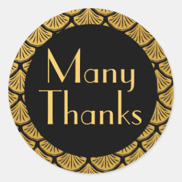Art Deco Mermaid Scales - Black & Gold Vielen Dank Runder Aufkleber
