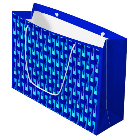 Art Deco Metallic Geometric - Cobalt Blue Große Geschenktüte (Vorderseite Schrägansicht)