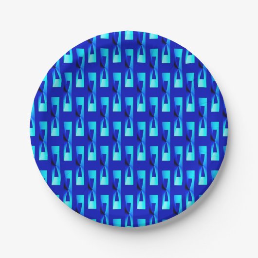 Art Deco Metallic Geometric - Cobalt Blue Pappteller (Vorderseite)