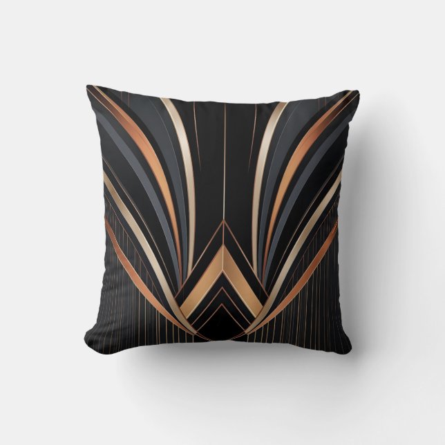 Art Deco Metallic Geometric Elegance Kissen (Vorderseite)