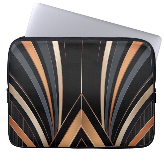 Art Deco Metallic Geometric Elegance Laptopschutzhülle (Vorderseite)