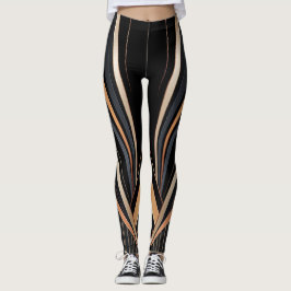 Art Deco Metallic Geometric Elegance Leggings