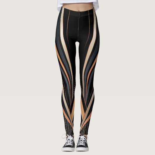 Art Deco Metallic Geometric Elegance Leggings (Vorderseite)