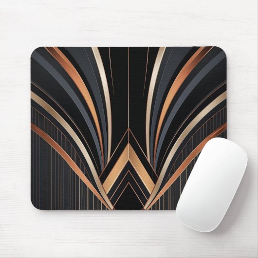 Art Deco Metallic Geometric Elegance Mousepad (Mit Mouse)