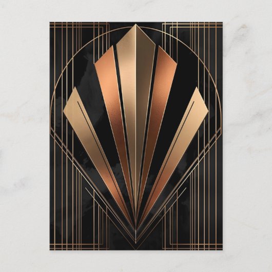 Art Deco Metallic Geometric Elegance Postkarte (Vorderseite)