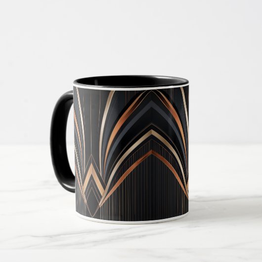 Art Deco Metallic Geometric Elegance Tasse (Vorderseite Links)