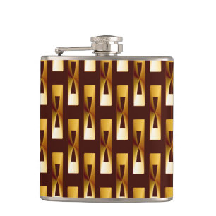 Art Deco Metallic Geometric - Gold und Schokolade Flachmann