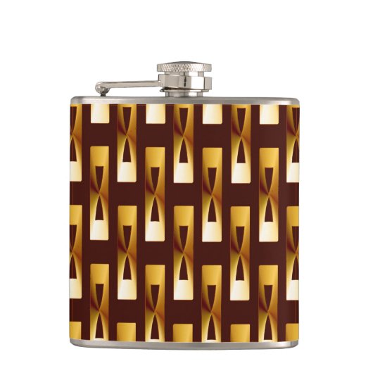 Art Deco Metallic Geometric - Gold und Schokolade Flachmann (Vorderseite)