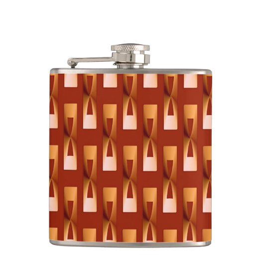 Art Deco Metallic Geometric - Kupfer und Rost Flachmann (Vorderseite)