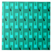 Art Deco Metallic Geometric - Pfau und Aquamarin Fliese (Vorderseite)