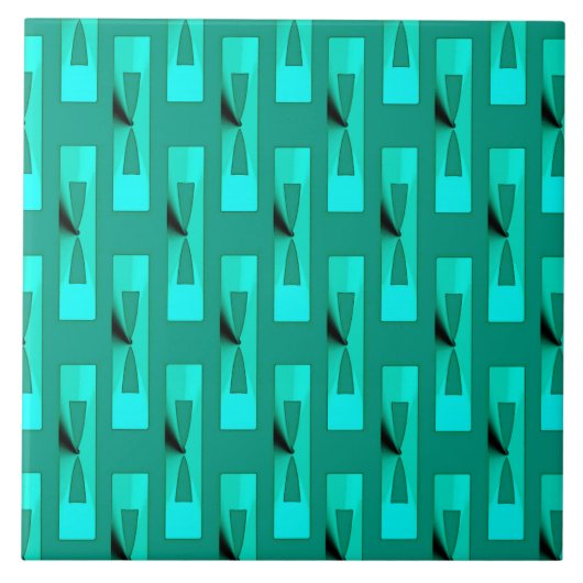 Art Deco Metallic Geometric - Pfau und Aquamarin Fliese (Vorderseite)