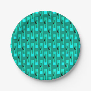 Art Deco Metallic Geometric - Pfau und Aquamarin Pappteller