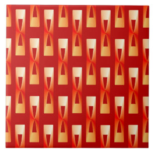 Art Deco Metallic Geometric - Rot und Koralle Fliese