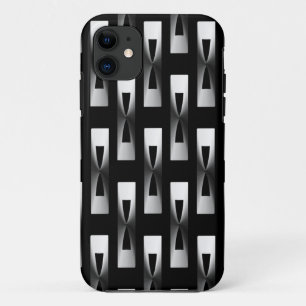 Art Deco Metallic Geometric - Silber und Schwarz iPhone 11 Hülle