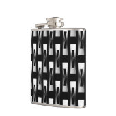 Art Deco Metallic Geometric - Silber und Schwarz Flachmann (Links)