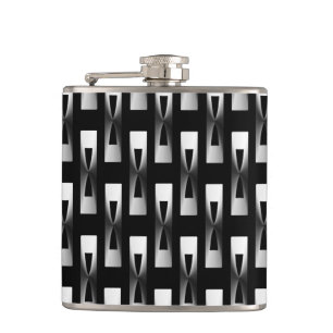 Art Deco Metallic Geometric - Silber und Schwarz Flachmann