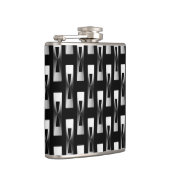 Art Deco Metallic Geometric - Silber und Schwarz Flachmann (Rechts)
