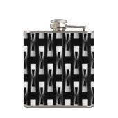 Art Deco Metallic Geometric - Silber und Schwarz Flachmann (Rückseite)