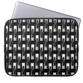 Art Deco Metallic Geometric - Silber und Schwarz Laptopschutzhülle (Vorderseite)