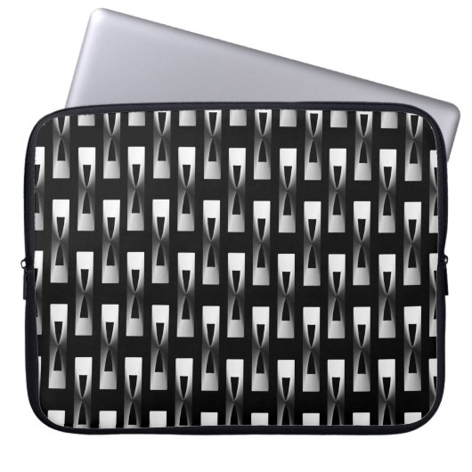Art Deco Metallic Geometric - Silber und Schwarz Laptopschutzhülle (Vorderseite)