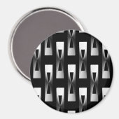 Art Deco Metallic Geometric - Silber und Schwarz Magnet (Vorderseite/Rückseite)