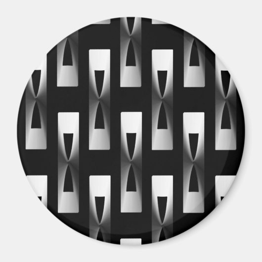 Art Deco Metallic Geometric - Silber und Schwarz Magnet (Vorne)